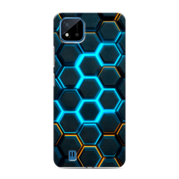 Силиконовый чехол на Realme C11 (2021) с принтом Неоновые соты