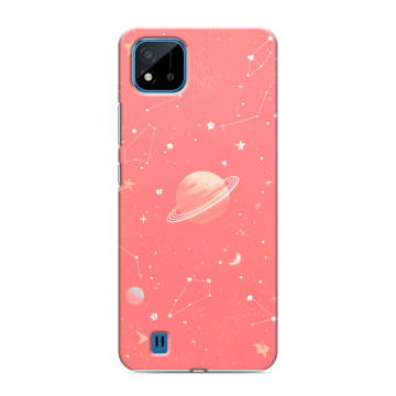 Силиконовый чехол на Realme C11 (2021) с принтом Розовый космос