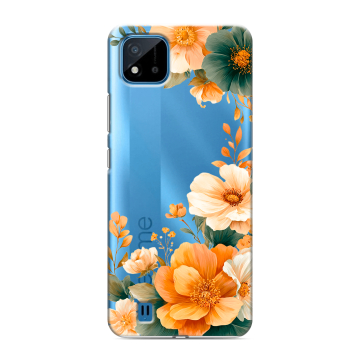 Силиконовый чехол на Realme C11 (2021) с принтом Цветы принт
