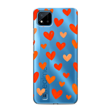 Силиконовый чехол на Realme C11 (2021) с принтом Сердечки