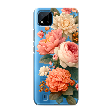Силиконовый чехол на Realme C11 (2021) с принтом цветы