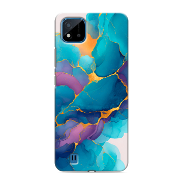 Силиконовый чехол на Realme C11 (2021) с принтом Мрамор блестки