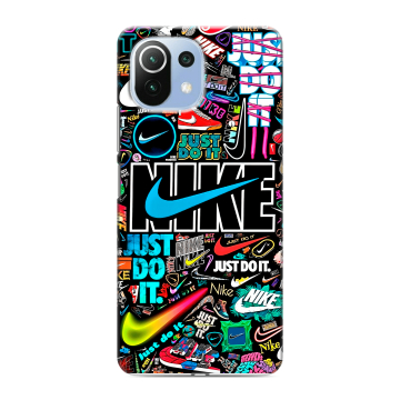 Силиконовый чехол на Xiaomi Mi 11 Lite с принтом найк nike черный Силиконовый чехол на Xiaomi Mi 11 Lite с принтом найк nike черный
