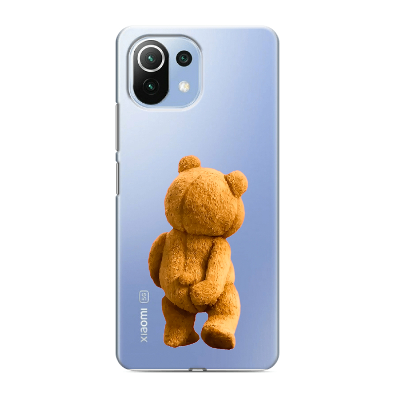 Силиконовый противоударный чехол на Xiaomi Mi 11 Lite с принтом Медведь Силиконовый противоударный чехол на Xiaomi Mi 11 Lite с принтом Медведь