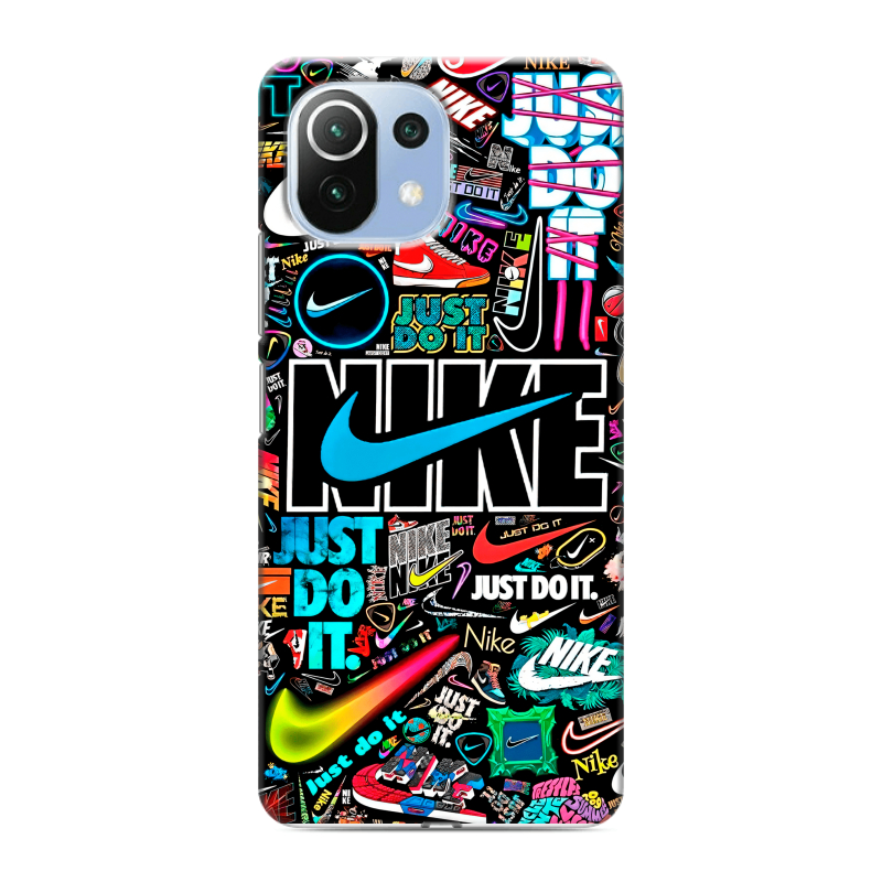 Силиконовый противоударный чехол на Xiaomi Mi 11 Lite с принтом найк nike черный Силиконовый противоударный чехол на Xiaomi Mi 11 Lite с принтом найк nike черный