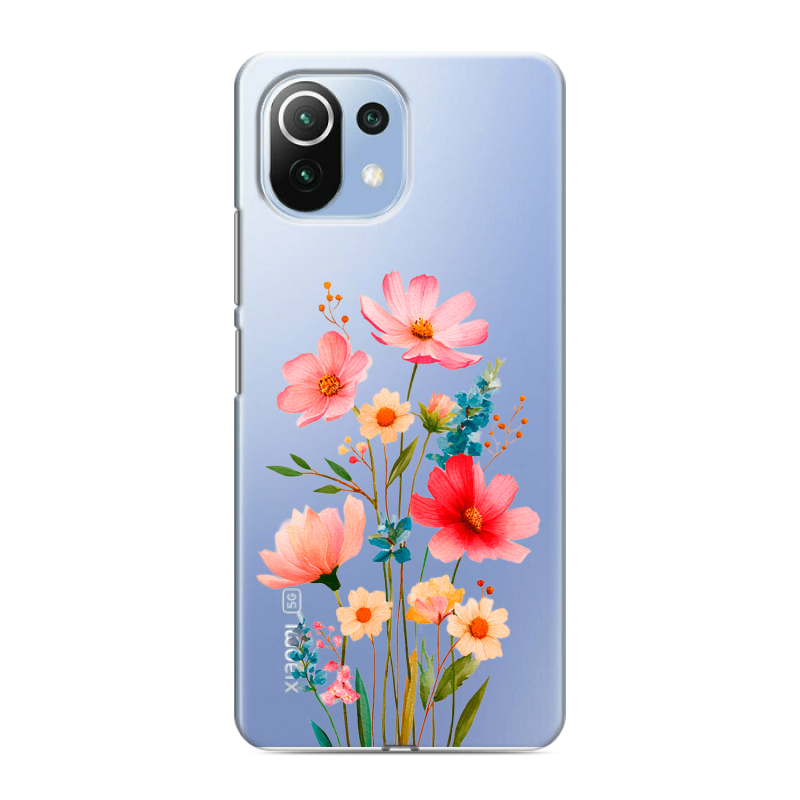 Силиконовый чехол на Xiaomi Mi 11 Lite с принтом Цветы Силиконовый чехол на Xiaomi Mi 11 Lite с принтом Цветы