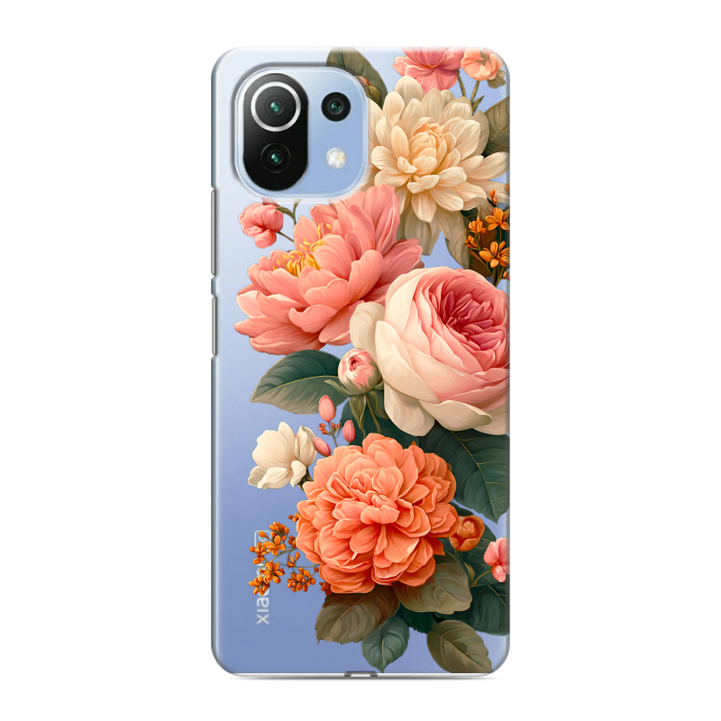 Силиконовый чехол на Xiaomi Mi 11 Lite с принтом цветы Силиконовый чехол на Xiaomi Mi 11 Lite с принтом цветы