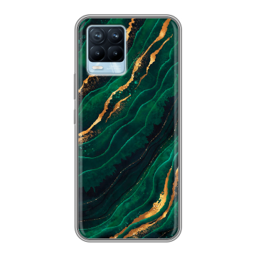 Силиконовый чехол на Realme 8 с принтом Мрамор зеленое золото Силиконовый чехол на Realme 8 с принтом Мрамор зеленое золото