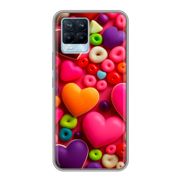 Силиконовый чехол на Realme 8 с принтом Сердечки Силиконовый чехол на Realme 8 с принтом Сердечки