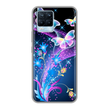 Силиконовый чехол на Realme 8 с принтом Бабочки Силиконовый чехол на Realme 8 с принтом Бабочки