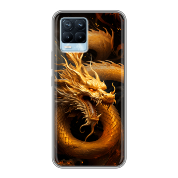 Силиконовый чехол на Realme 8 с принтом Золотой дракон