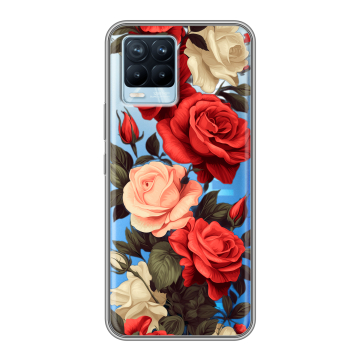 Силиконовый чехол на Realme 8 с принтом Розы Силиконовый чехол на Realme 8 с принтом Розы