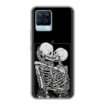 Силиконовый чехол на Realme 8 с принтом Поцелуй скелетов Силиконовый чехол на Realme 8 с принтом Поцелуй скелетов