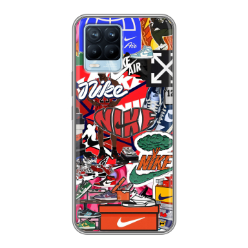 Силиконовый чехол на Realme 8 с принтом Найк Nike яркий Силиконовый чехол на Realme 8 с принтом Найк Nike яркий