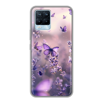 Силиконовый чехол на Realme 8 с принтом бабочки и лаванда