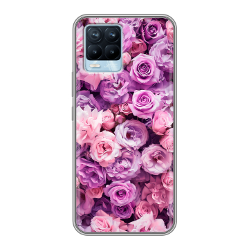 Силиконовый чехол на Realme 8 с принтом лавандовые розы