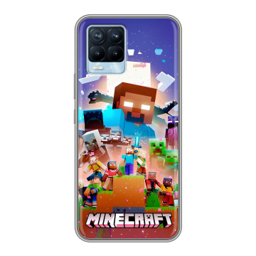 Силиконовый чехол на Realme 8 с принтом Майнкрафт Minecraft