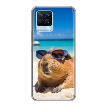 Силиконовый чехол на Realme 8 с принтом Капибара
