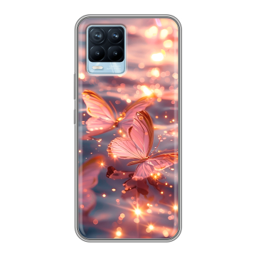 Силиконовый чехол на Realme 8 с принтом бабочки розовые