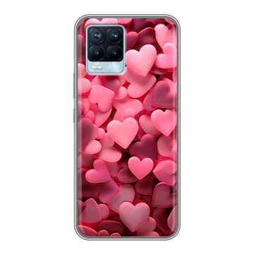 Силиконовый чехол на Realme 8 с принтом розовые сердечки Силиконовый чехол на Realme 8 с принтом розовые сердечки
