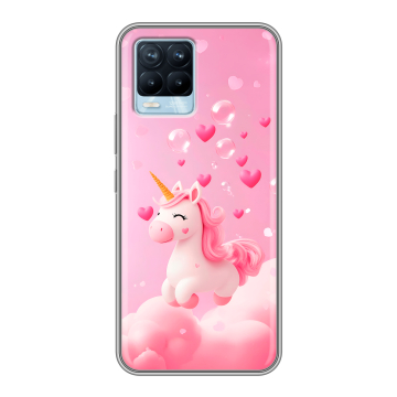 Силиконовый чехол на Realme 8 с принтом Единорог