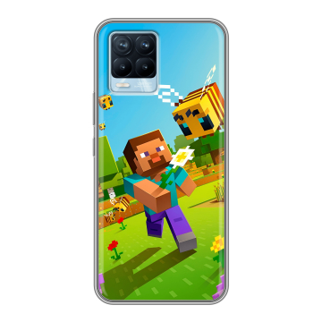 Силиконовый чехол на Realme 8 с принтом Майнкрафт Minecraft