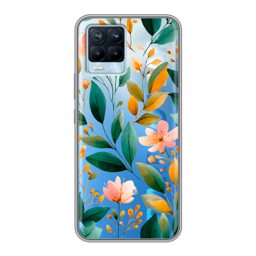 Силиконовый чехол на Realme 8 с принтом Цветы паттерн