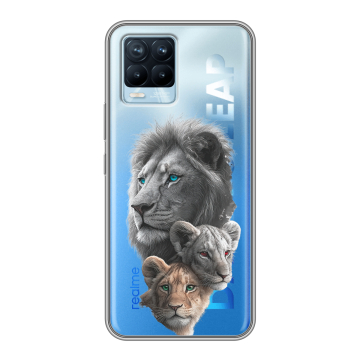 Силиконовый чехол на Realme 8 с принтом Львы