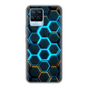 Силиконовый чехол на Realme 8 с принтом Неоновые соты