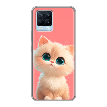 Силиконовый чехол на Realme 8 с принтом Розовый котенок