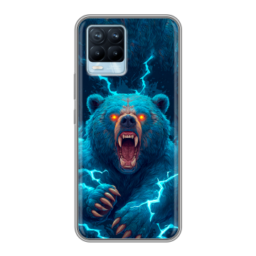Силиконовый чехол на Realme 8 с принтом Медведь