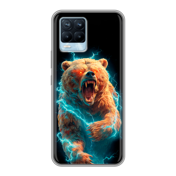 Силиконовый чехол на Realme 8 с принтом Медведь