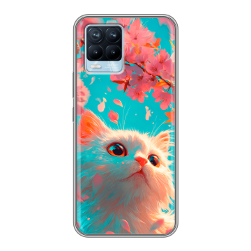 Силиконовый чехол на Realme 8 с принтом Красивый кот