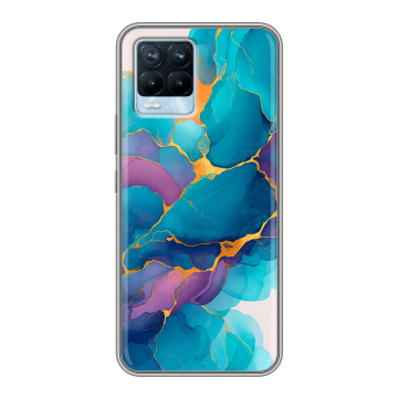 Силиконовый чехол на Realme 8 с принтом Мрамор блестки