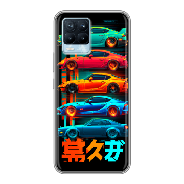 Силиконовый чехол на Realme 8 с принтом машины тачки