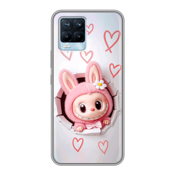 Силиконовый чехол на Realme 8 с принтом Labubu Лабубу