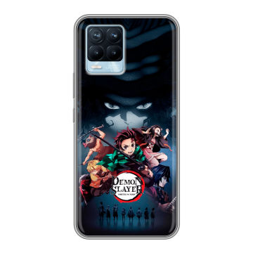Силиконовый чехол на Realme 8 с принтом Demon Slayer Клинок рассекающий демонов