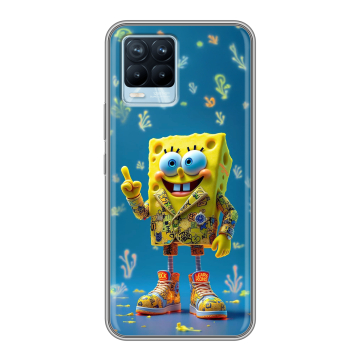 Силиконовый чехол на Realme 8 с принтом Спанч боб Спанчбоб
