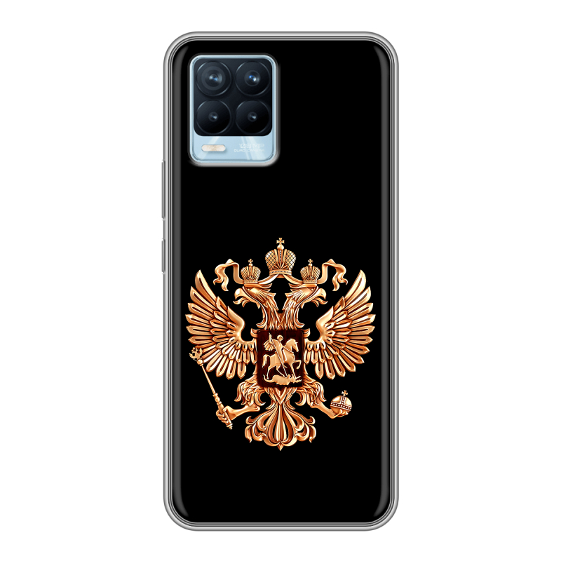 Силиконовый чехол на Realme 8 с принтом Герб России золотой Силиконовый чехол на Realme 8 с принтом Герб России золотой