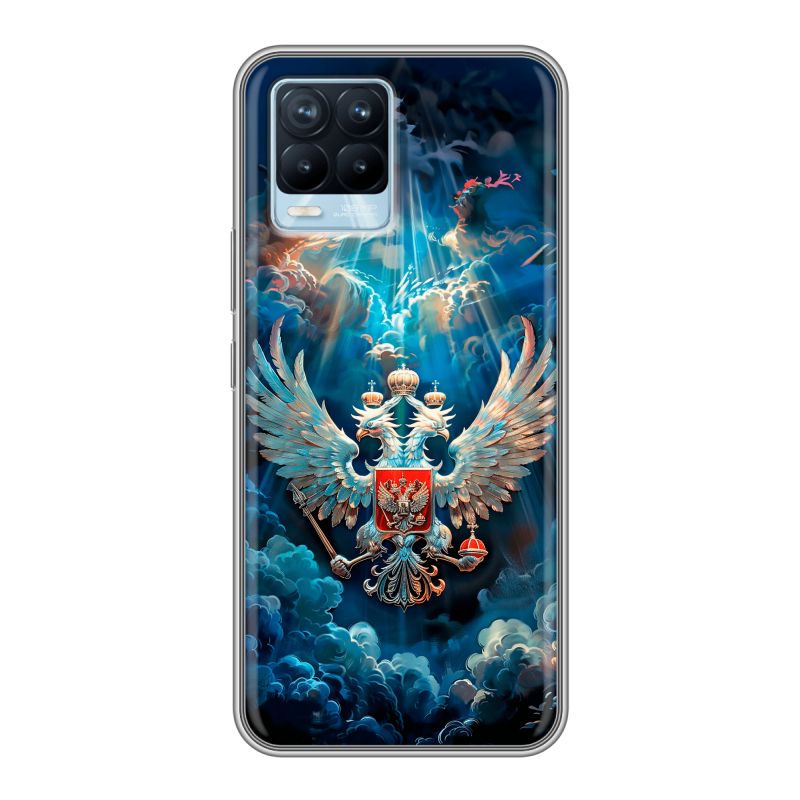 Силиконовый чехол на Realme 8 с принтом Герб флаг России Силиконовый чехол на Realme 8 с принтом Герб флаг России