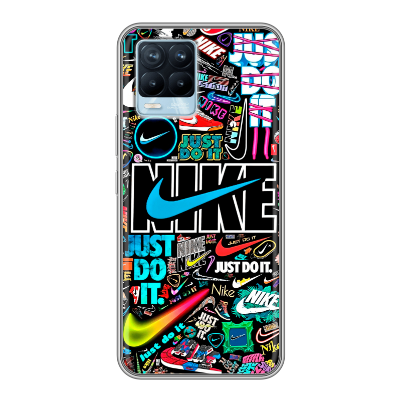 Пластиковый чехол на Realme 8 с принтом найк nike черный Пластиковый чехол на Realme 8 с принтом найк nike черный