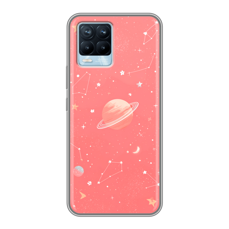 Силиконовый чехол на Realme 8 с принтом Розовый космос Силиконовый чехол на Realme 8 с принтом Розовый космос