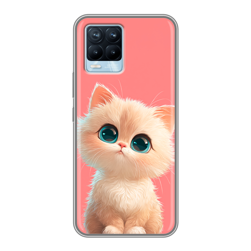 Силиконовый чехол на Realme 8 с принтом Розовый котенок Силиконовый чехол на Realme 8 с принтом Розовый котенок