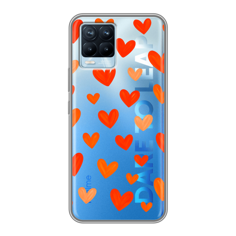 Силиконовый чехол на Realme 8 с принтом Сердечки Силиконовый чехол на Realme 8 с принтом Сердечки