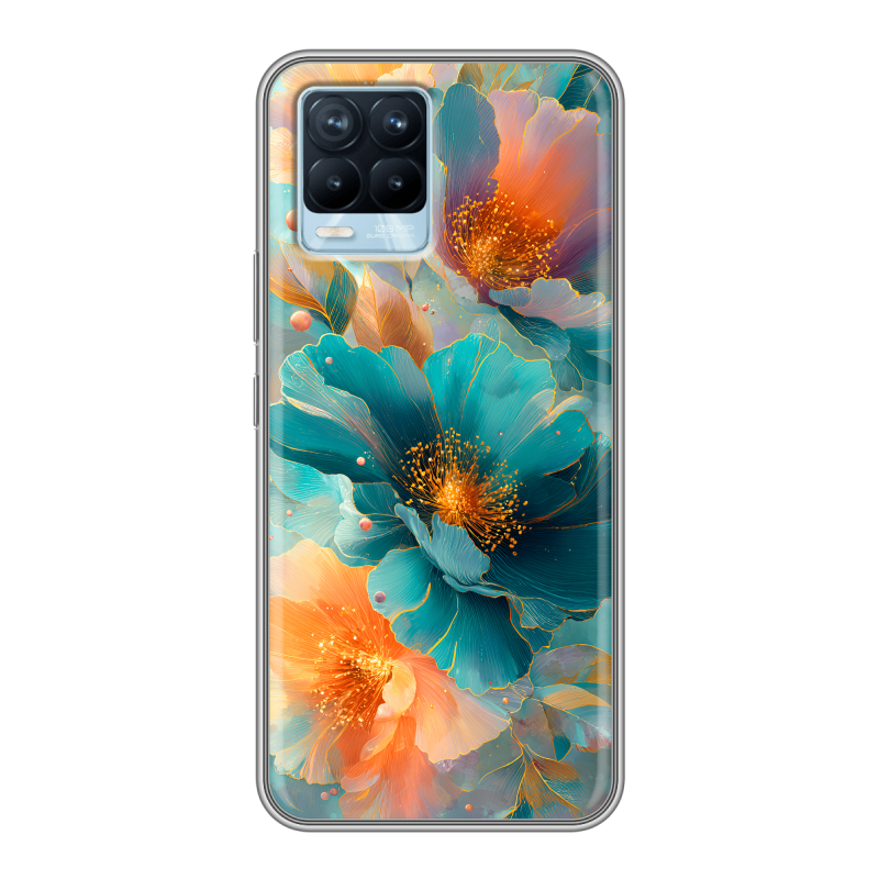 Силиконовый чехол на Realme 8 с принтом Цветы Силиконовый чехол на Realme 8 с принтом Цветы