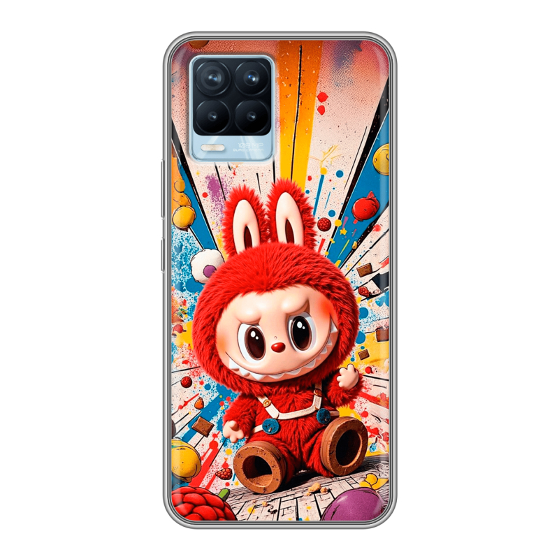 Силиконовый противоударный чехол на Realme 8 с принтом Labubu Лабубу Силиконовый противоударный чехол на Realme 8 с принтом Labubu Лабубу