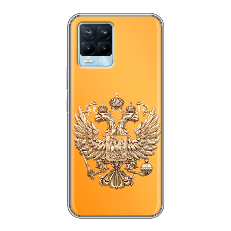 Силиконовый противоударный чехол на Realme 8 с принтом Герб Флаг России Силиконовый противоударный чехол на Realme 8 с принтом Герб Флаг России