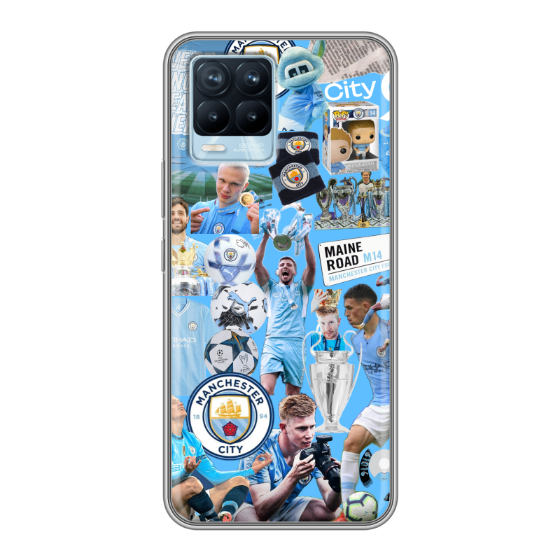 Силиконовый противоударный чехол на Realme 8 с принтом Man City Манчестер Сити Силиконовый противоударный чехол на Realme 8 с принтом Man City Манчестер Сити