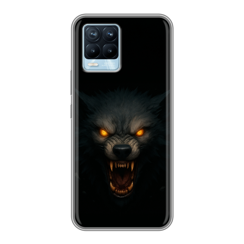Силиконовый чехол на Realme 8 с принтом Волк Силиконовый чехол на Realme 8 с принтом Волк