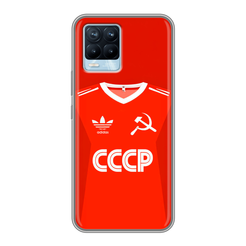 Силиконовый чехол на Realme 8 с принтом Флаг Герб СССР Силиконовый чехол на Realme 8 с принтом Флаг Герб СССР